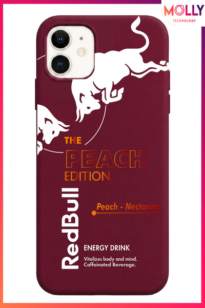 Molly iPhone MİNİ 12 İçin Vişne Redbull The Peach Edition Desenli İçi Kadife ...