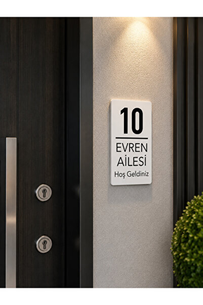 estölye Modern Kişiye Özel Pleksi Kapı İsimliği – 15x8 cm Dekoratif Kapı Numa...