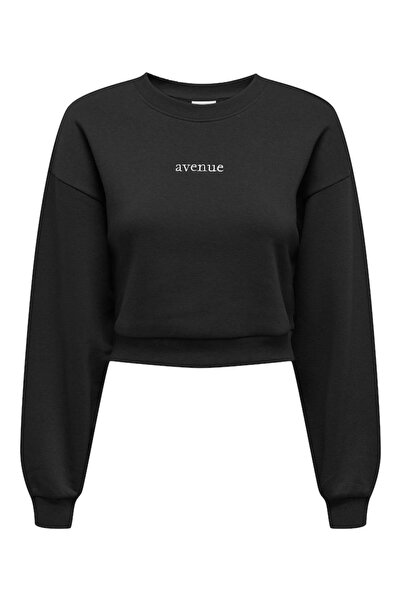 ONLY Μπλούζα φούτερ crop top "avenue" μαύρη