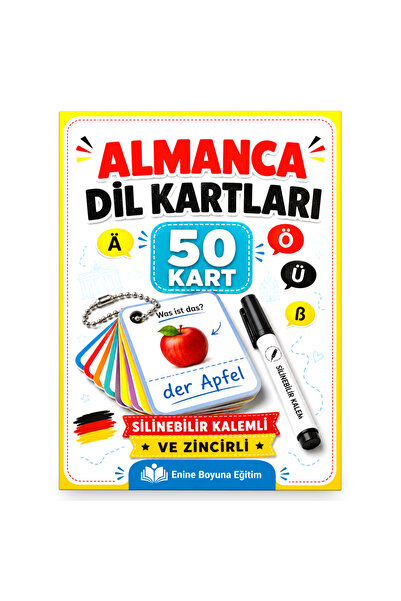 Enine Boyuna Eğitim Zincirli Almanca Dil Kartları (YAZ-SİL)