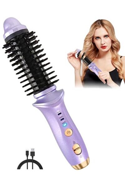 STARSTAR Cordless 3-in-1 Heated Hair Straightener & Curling Comb Brush (Purpl...