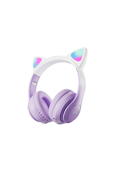 STARSTAR Cute cat gradient wireless earphones with LED lights, microphone, st...