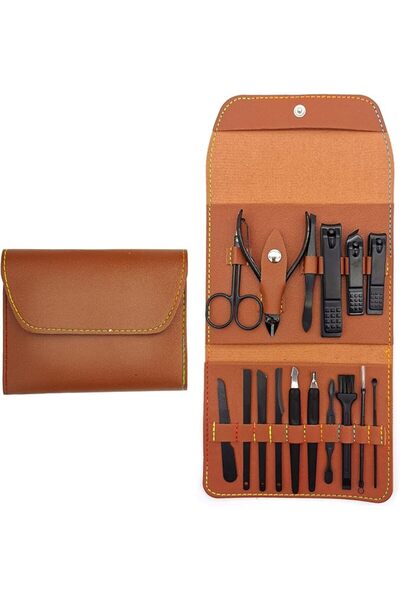 STARSTAR Nail clipper set, 16-piece nail art set, nail clipper set, black sta...