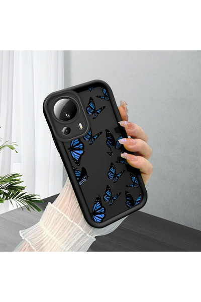 CHICASELUX Mi 13 Lite Compatible Blue Butterfly Pattern Matte Silicone Case, ...