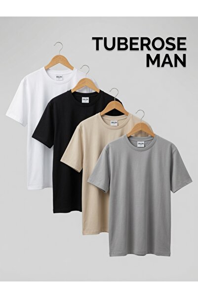Gri Rahat Kumaş Bisiklet Yaka Tshirt