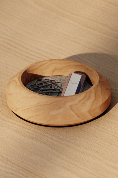 Woodsaka Round Edged Accessory Box |   Desktop Storage Box Made of Oak Wood |