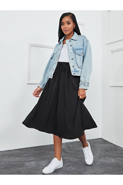 Styli Drawstring Detail Skater Core Midi Skirt