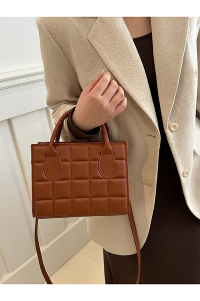 Take Two By Styli Brown Quilted Shoulder Bag