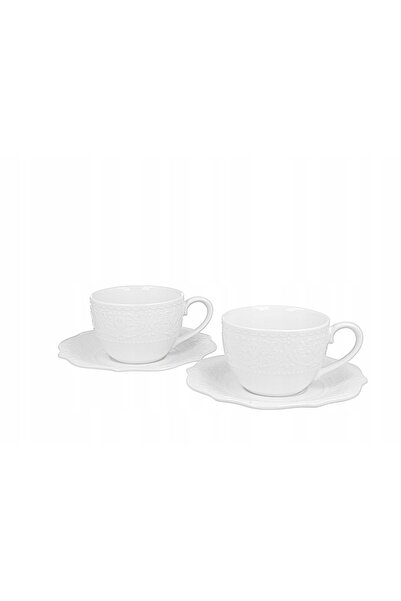 Duo Set de căni cu farfurioare, 260 ml, din porțelan, 2+2, pentru cafea