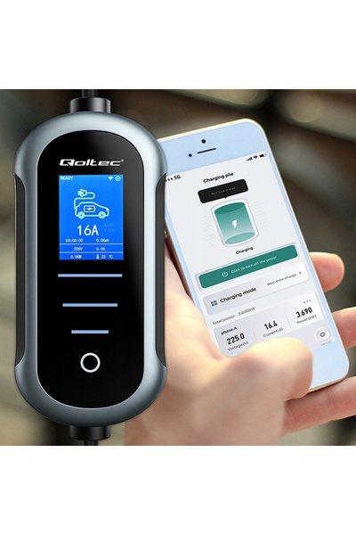 Qoltec Încărcător EV mobil 3.5kW Tip 2 230V Wi-Fi LCD cablu reglabil de 5m