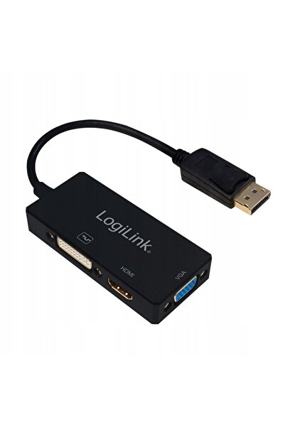 NO BRAND Adaptor LogiLink DisplayPort la HDMI DVI VGA 4K/30 Hz negru 0,1 m