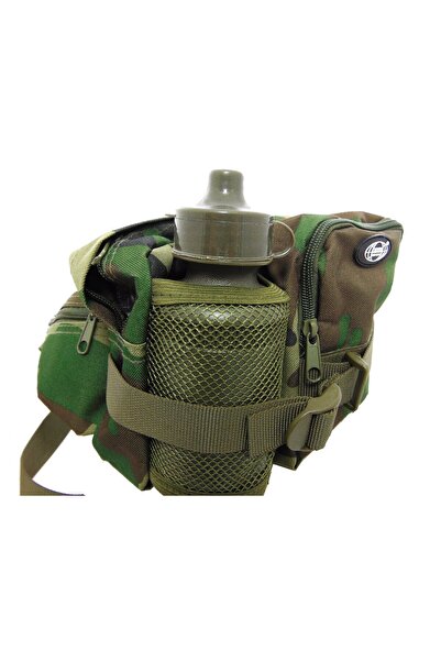 NO BRAND Borsetă MFH cu suport pentru sticlă de apă, camuflaj Woodland, 0,7 L