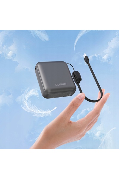 DUDAO Powerbank K22+ 10000mAh cu agățătoare cablu 22.5W USB-C - Gri
