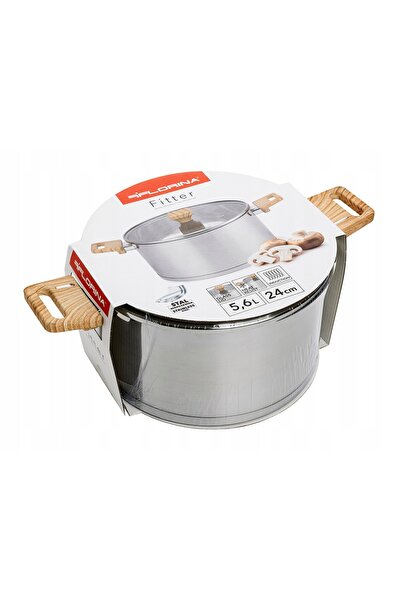 FLORINA Vas tradițional cu capac din oțel inoxidabil Fitter 24cm 5,6L Inducție