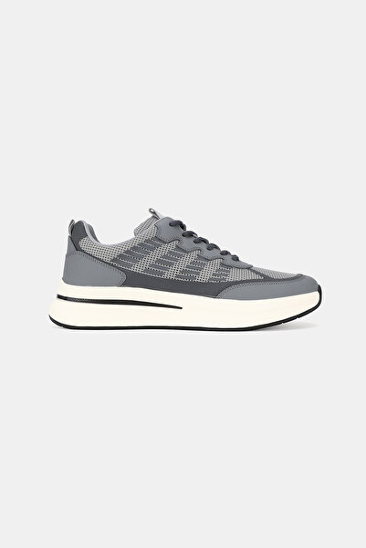 TUNAELLİ Men's Gray Breathable Knitted Casual Sneakers Shoes