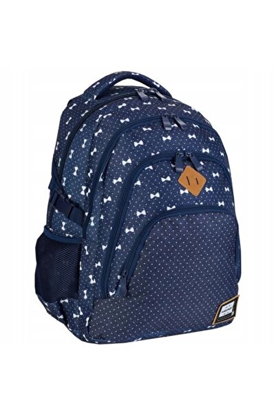 NO BRAND Rucsac școlar pentru tineret, albastru marin, cu funde, pentru fete.