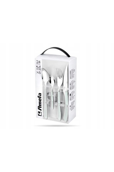 NO BRAND AMEFA 24 de culori, set modern de tacâmuri din oțel inoxidabil, alb ...