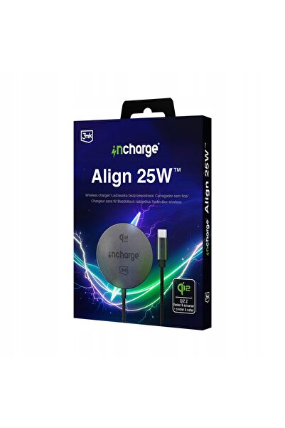 NO BRAND Încărcător prin inducție 3MK Incharge Align 25W Negru Qi2.2 MagSafe
