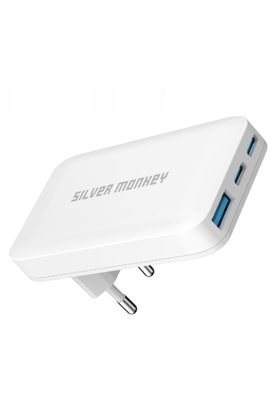 NO BRAND Încărcător smartphone Silver Monkey GaN 65W 2xUSB-C, USB-A