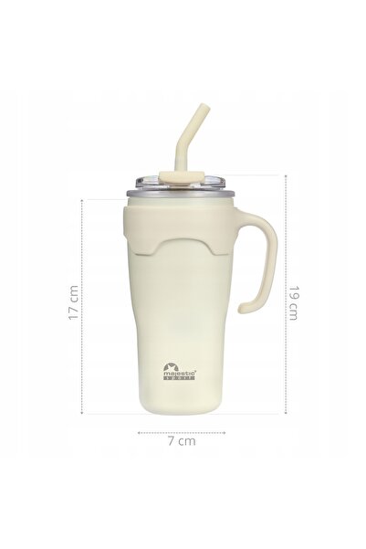 NO BRAND CANĂ TERMICĂ TERMOS CU PAIE ȘI MÂNER MAJESTIC SPORT JELLY 650 ml