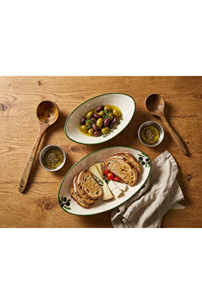 Ganita home Kase Gondol Kayık & Presentation Plate 2 Pieces Olive