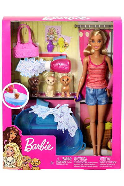 mattel LALKA BARBIE Set de baie cu câini, cu păpușă și câini GDJ37