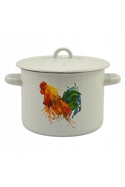 NO BRAND Oală emailată cu cocoș, 4,5 l, 20 cm
