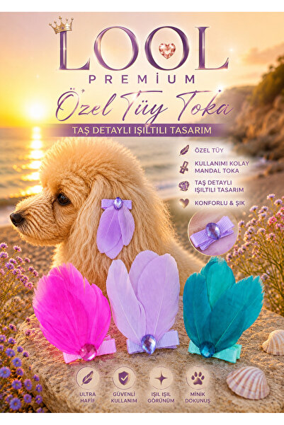LOOL PREMİUM Taşlı tüy toka köpek tüy toka