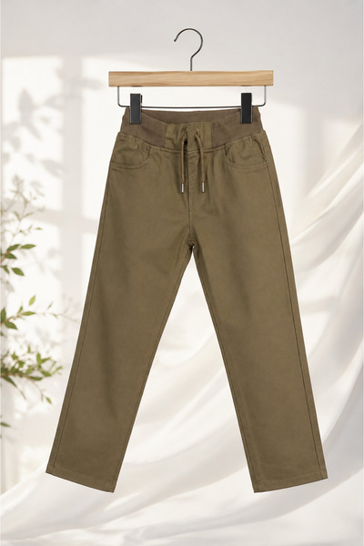 tinytrends Dečačke pantalone od platna sa rebrastim strukom za povratak u školu