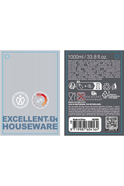 Excellent Houseware TERMOS DE CĂLĂTORIE ANTRACIT DIN OȚEL INOXIDABIL CU CANĂ,...
