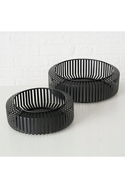 Boltze MISKI Coșuri Rotunde Decorative din Metal Negre VIKI Set 2 Bucăți SR 2...
