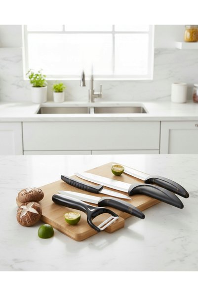 Masterpan Set complet de cuțite de bucătărie CERAMICE în suport, 5 piese, cu ...
