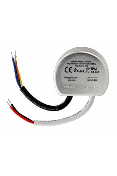 NO BRAND Sursă de alimentare 24V IP67 pentru bandă LED de exterior 2.5A 60W p...