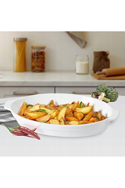 Maestro Tavă ovală de copt pentru cuptor, albă, 45,5 cm, MR-11742-42