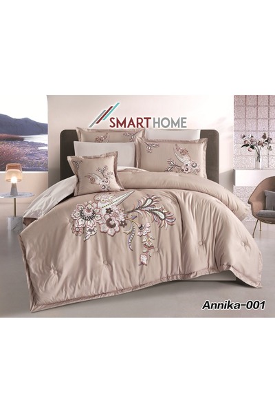smart home Summer Nefirin 7-Piece Double-Sided Bedspread with Elegant Rose Em...