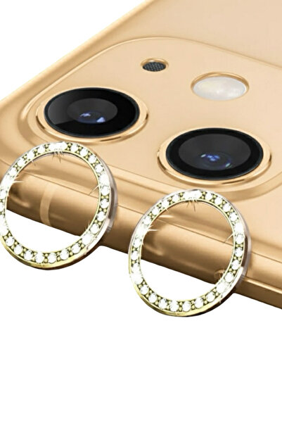 idubi İPhone 11 - 12 - 12 Mını Uyumlu Taşlı Kamera Lens Koruyucu