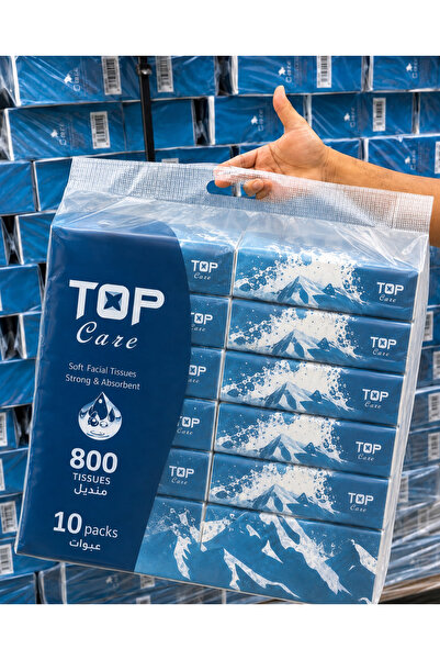 TopCare 10-pack tissue tie - ultra soft facial tissues - 4 layers - 100% natu...