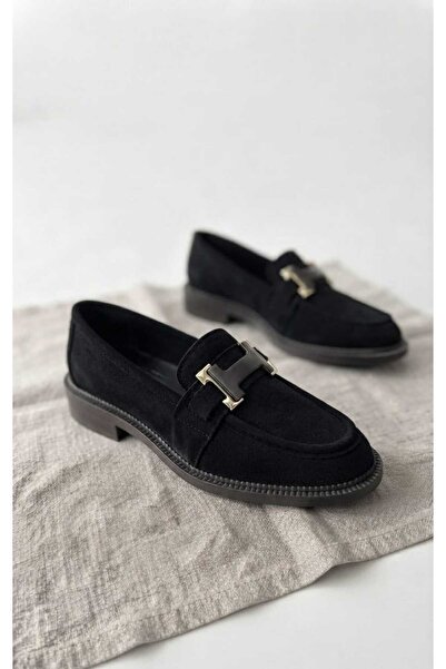 ZÉRIA Women's Black Suede Buckle Loafer Moccasin Casual Classic Shoes