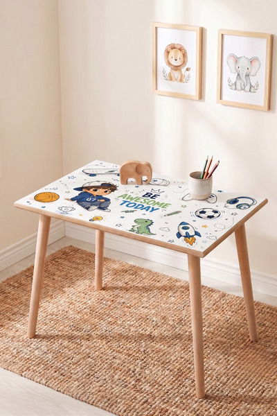 DeepCraft Best Quality Desenli Montessori Çocuk Çalışma Masası, Çocuk Odası A...