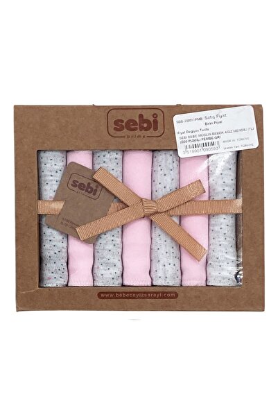 Sebi Bebe Müslin Bebek Ağız Mendili 7'li 2009 Pembe-Gri