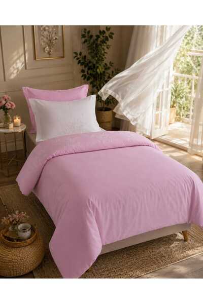 BAŞ TASARIM White Embroidered Pink-White Winter Baby Duvet Cover Set