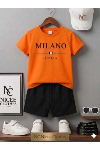 Leto Lykia Summer Children's T-Shirt Shorts Unisex (Black Milan Striped Italy...