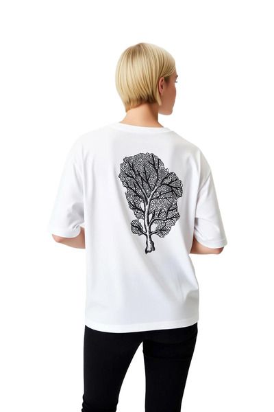 PayBuy Tree Rings Line Art Design Printed Women's Oversize T-Shirt