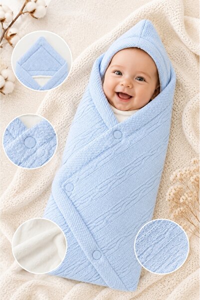 Pure Boutique Premium baby blue baby carrier with hood and fur interior for n...