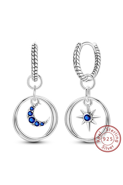 Choice21 KTE357 Hoop Earrings Original 925 Sterling Silver Blue Starlight Cry...