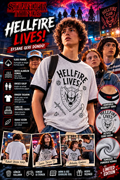 FG KONNİCHİWA Stranger Things Hellfire Club unisex majica sa printom – 100% p...