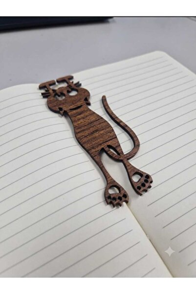 Mu Art Ahşap 10 Pieces Wooden Cute Cat Bookmark Walnut Color 3 mm Mdf Laser C...
