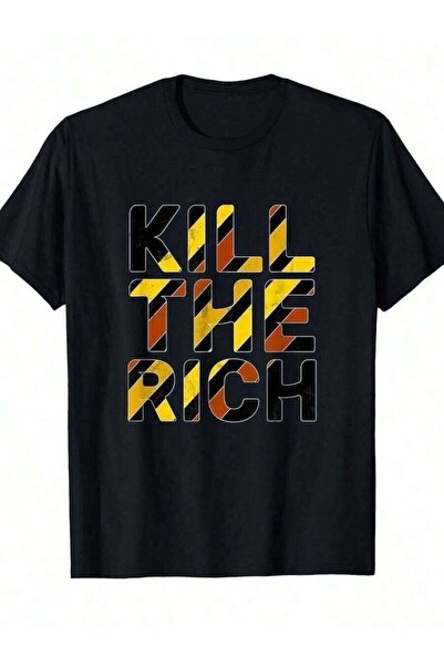26LIK 's Kill Rich Vintage-Shirt Retro 80s Inspired Vertical Color Block Lett...