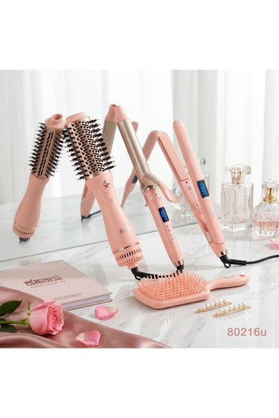 DSP 3-in-1 Hair Styling Set: Hot Air Brush, Curler & Straightener. Fast Heat,...