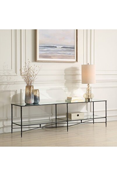 UTTERMOST Henzler 200 W x 56 H x 48 D Black Tv unit with Mirror Top
